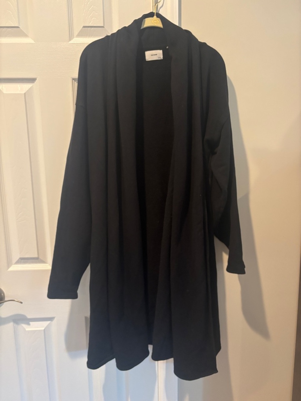 Joah Brown Long Black Open-Front Cardigan
